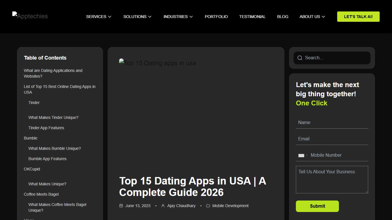 Top 15 Dating Apps in USA | A Complete Guide 2026 – Apptechies