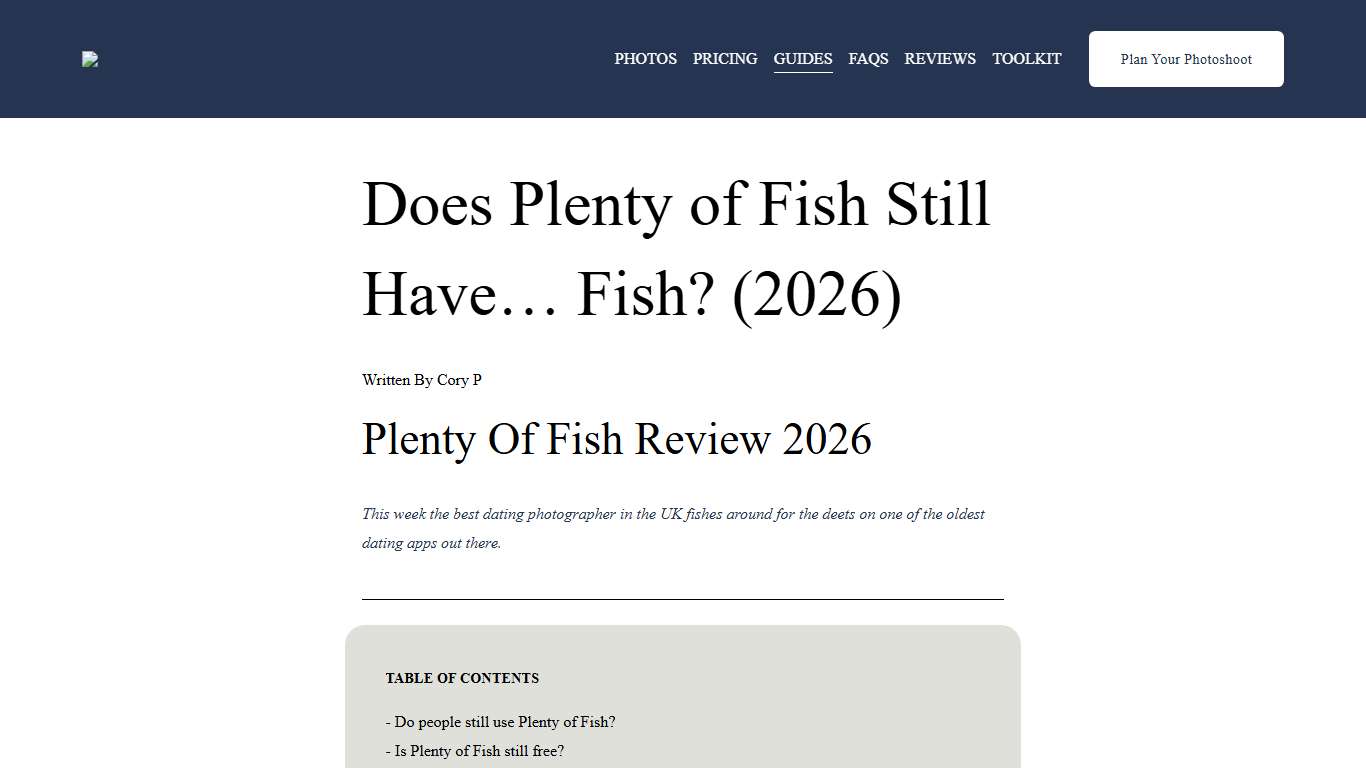 Does Plenty of Fish Still Have… Fish? (2026) — Dating Photographer London | Klick Me